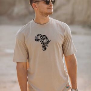 South African Continent Zebra print men's T-shirt Sand