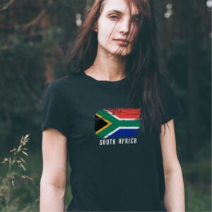 South Africa Flag Womens T-Shirt Black