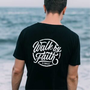 Walk by Faith Mens T-Shirt Black