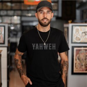 Yahweh Flocked Print Men's T-Shirt Black