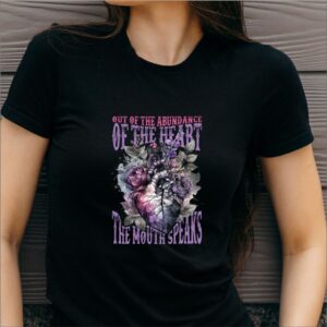 Purple Floral Heart Women's T-Shirt Black