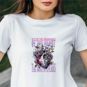 Purple Floral Heart Women's T-Shirt White