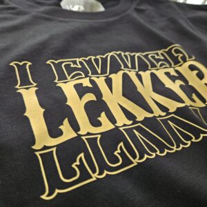 Lekker T Shirt black gold print New Zealand