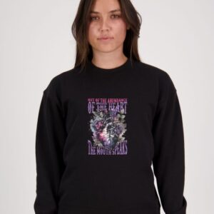 Purple Floral Heart Black Sweatshirt