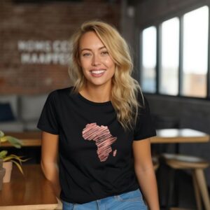 Africa Continent Rosegold Foil Black T-Shirt