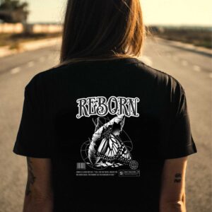 Reborn Womens T-Shirt Black Marle
