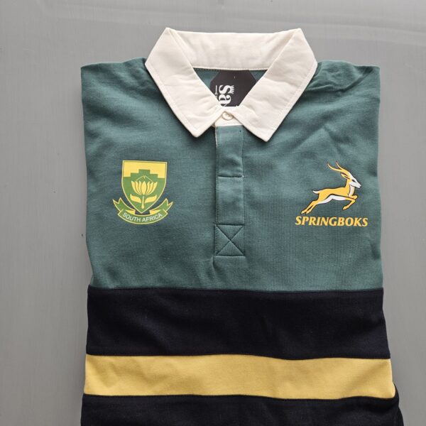 Vintage Springbok Supporter Rugby Striped Jersey - Image 3