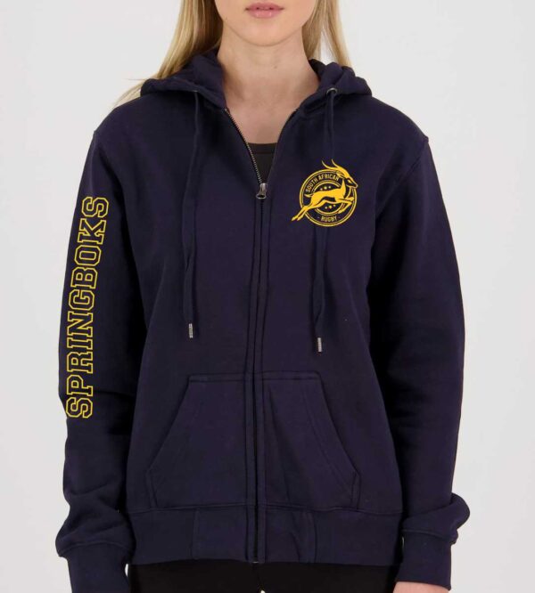 Springboks Rugby WomensNavy Zip Hoodie