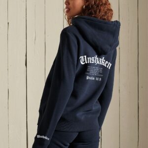 Unshaken Womens Christian Worship Navy Zip Hoodie