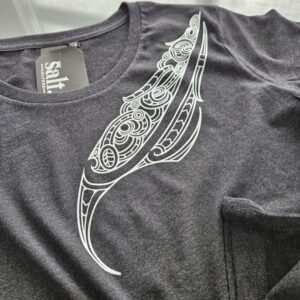 Womens Māori Art Black Marle T-Shirt