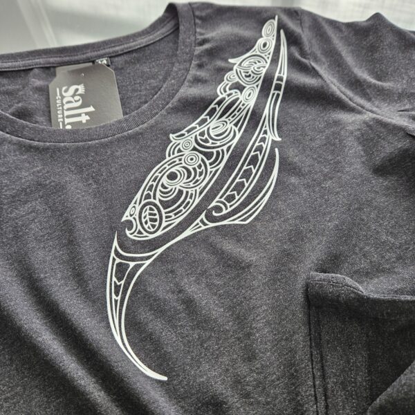 Womens Māori Art Black Marle T-Shirt - Image 2