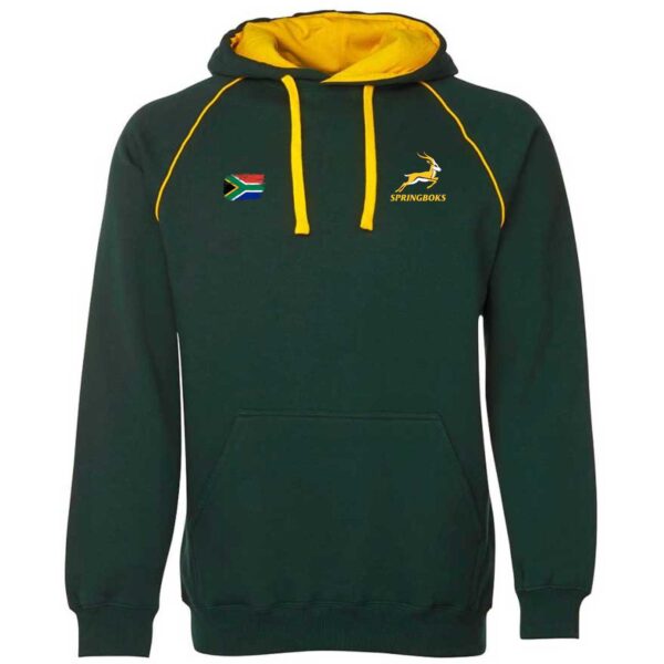 Springboks Supporter Green Gold Adult Hoodie SA Flag