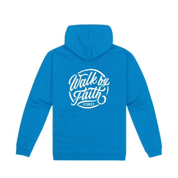 Walk by Faith Mens Hoodie Aqua Blue - Image 3