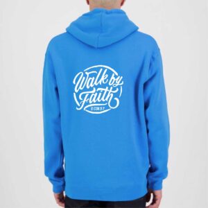 Walk by Faith Mens Hoodie Aqua Blue