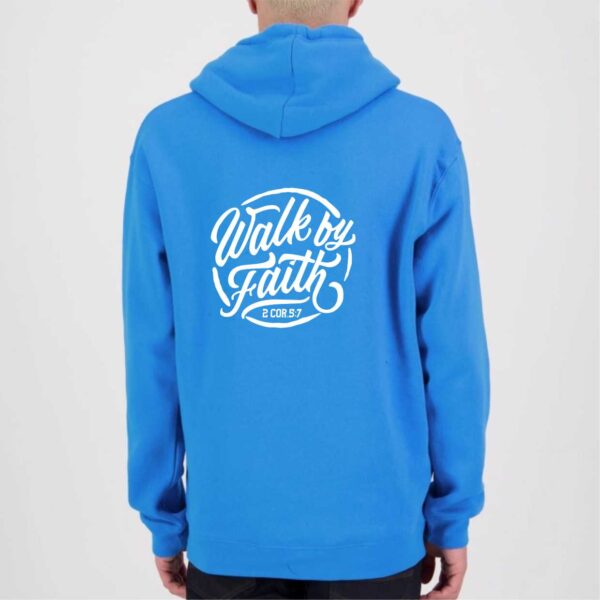 Walk by Faith Mens Hoodie Aqua Blue