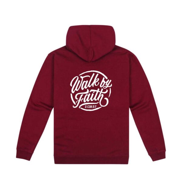 Walk by Faith Mens Hoodie Burgundy - Image 3