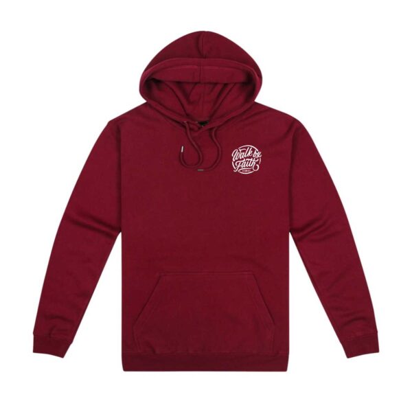 Walk by Faith Mens Hoodie Burgundy - Image 2