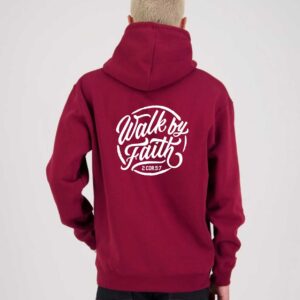 Walk by Faith Mens Hoodie Burgundy