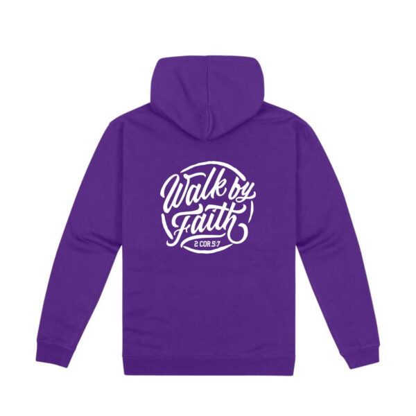 Walk by Faith Mens Hoodie Purple - Image 3