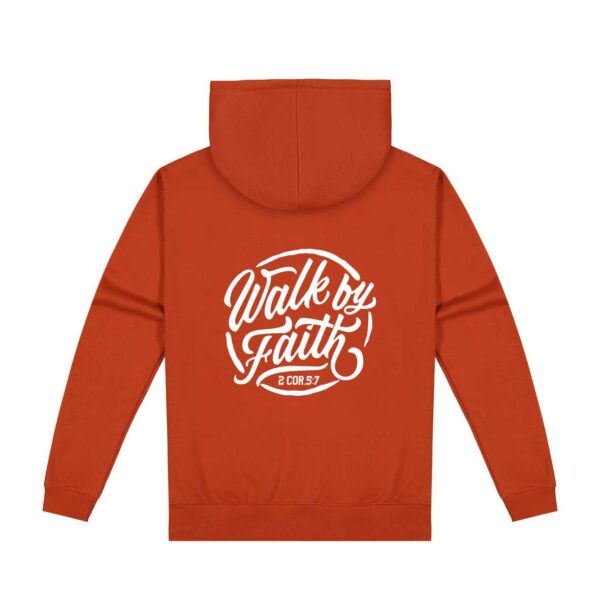 Walk by Faith Mens Hoodie Rust - Image 3