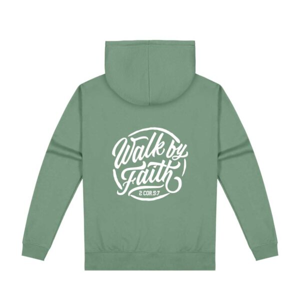 Walk by Faith Mens Hoodie Sage Green - Image 3