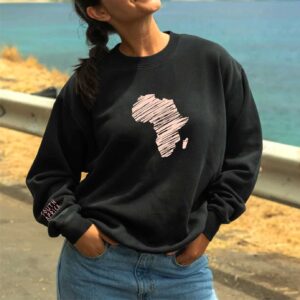 Africa Continent Womens Black Crewneck Sweatshirt