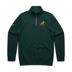 Springboks Supporters Dark Green Mens Half Zip Crewneck