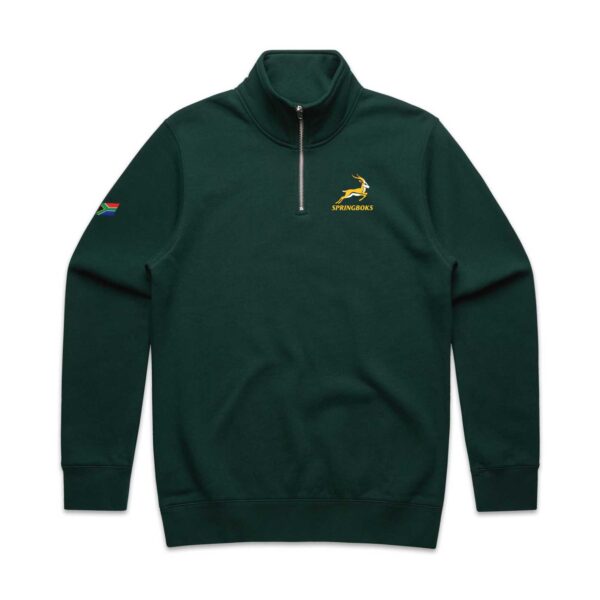 Springboks Supporters Dark Green Mens Half Zip Crewneck