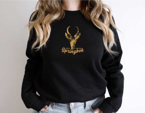 Springbok Protea Head Womens Black Crewneck Sweatshirt