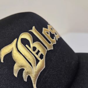 Blessed Gold and Black Foam Trucker Christian Cap