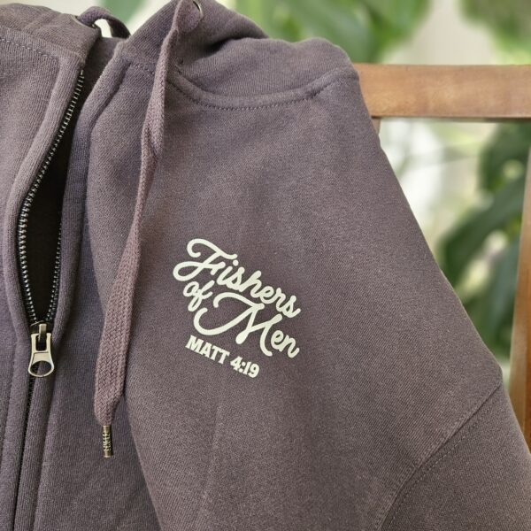 Fishers of Men dark grey Christian Zip hoodie - Image 2