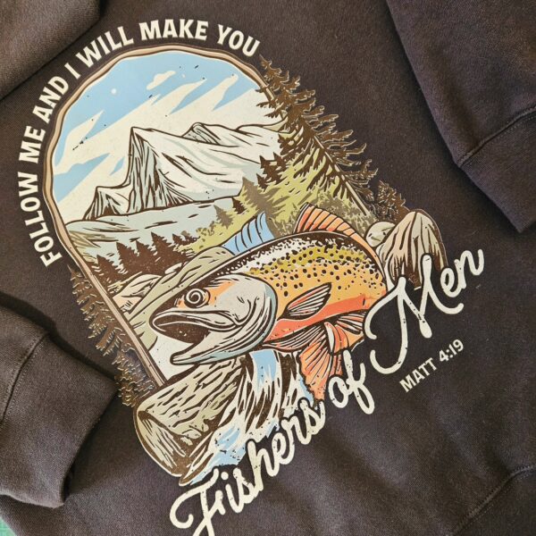 Fishers of Men dark grey Christian Zip hoodie - Image 3