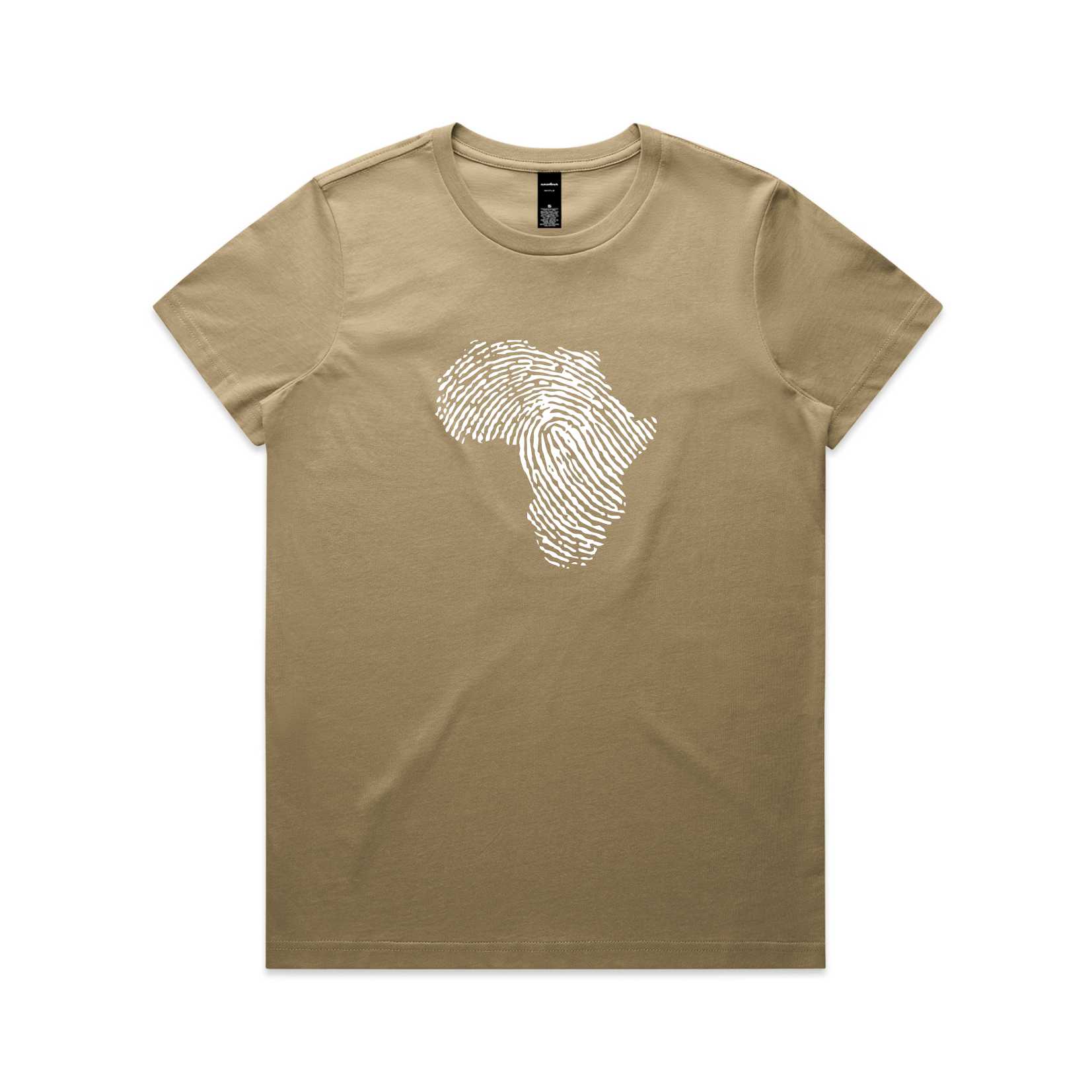 South African Fingerprint Women's T-Shirt – Sand & Sage | 100% Cotton - Image 3