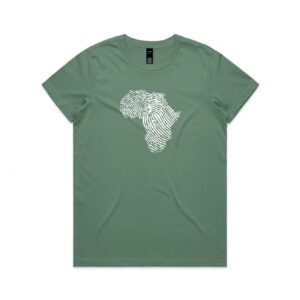 South African Continent Fingerprint T-Shirt for woman in Sage or Sand colours in New Zealand