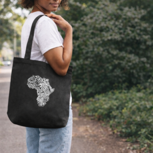 South African Continent Fingerprint Black Tote Bag