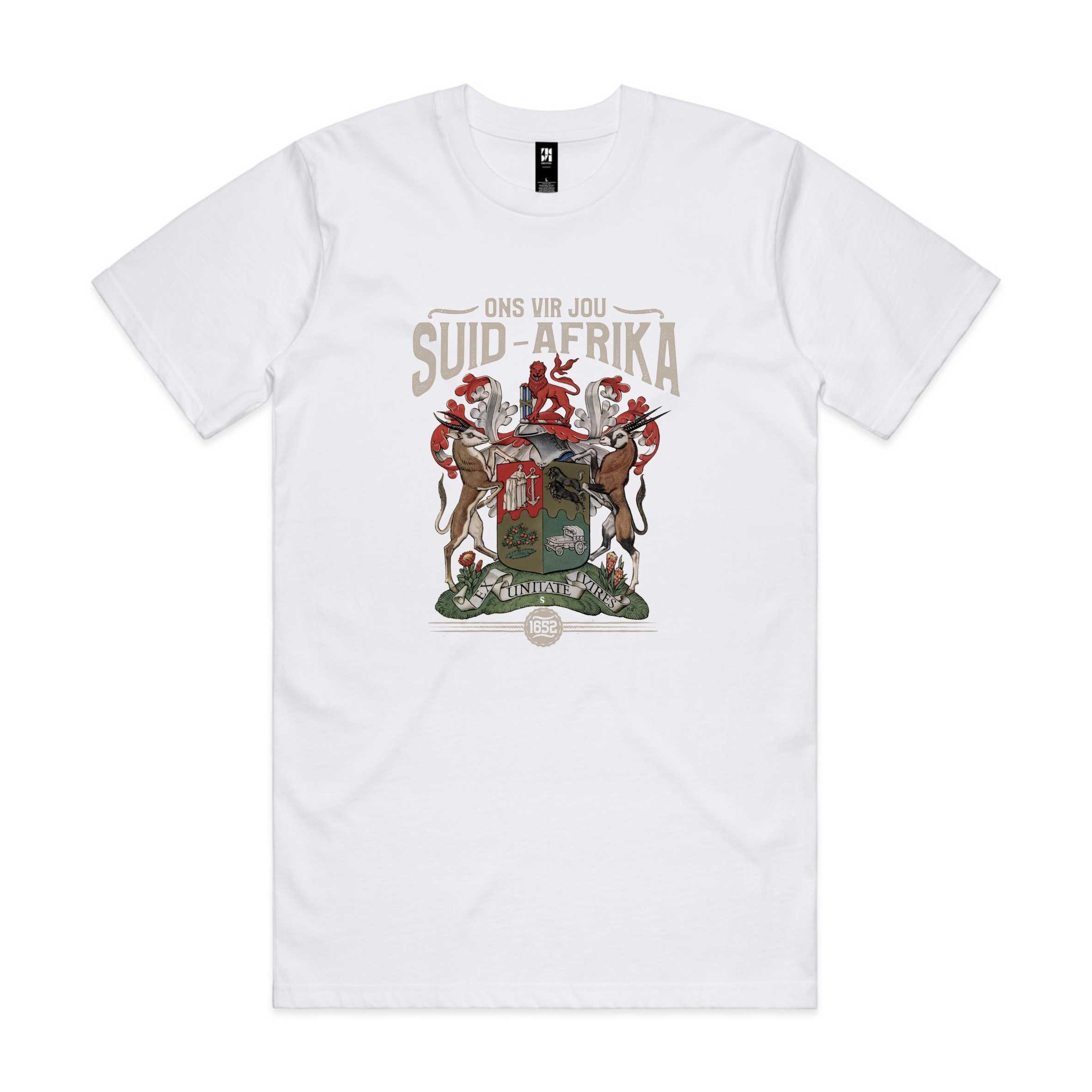 South African T-shirt NZ Ons vir jou Suid-Afrika crest white