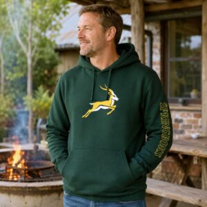 Springboks Supporter Green Sleeve Print Mens Hoodie
